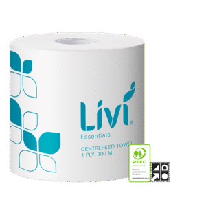 Livi Essentials Centrefeed Hand Towel Roll 1 Ply 300m Bale 1203