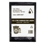 Huhtamaki All Purpose LDPE Garbage Bin Liner, 120L, Black