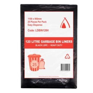 Huhtamaki Heavy Duty LDPE Garbage Bin Liner, 120L, Black