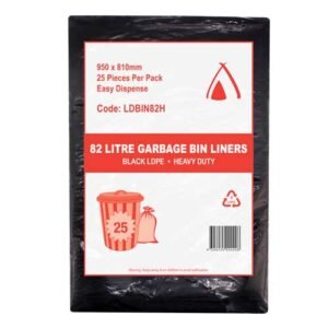Huhtamaki Heavy Duty LDPE Garbage Bin Liner, 82L, Black
