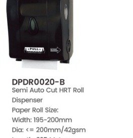 Dolphy Semi Auto Cut HRT Roll Dispenser - Black